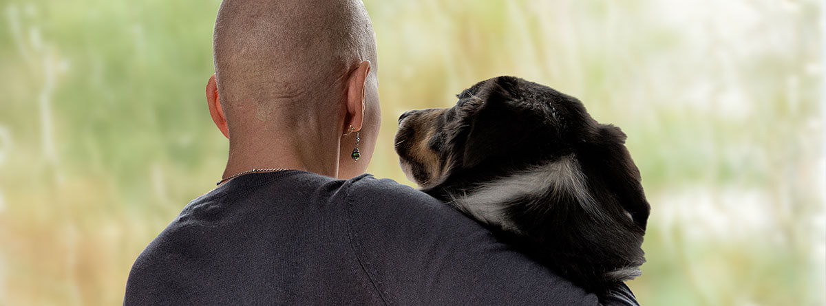 stock image of a cancer patient and her husband enjoying an intimate moment of affection